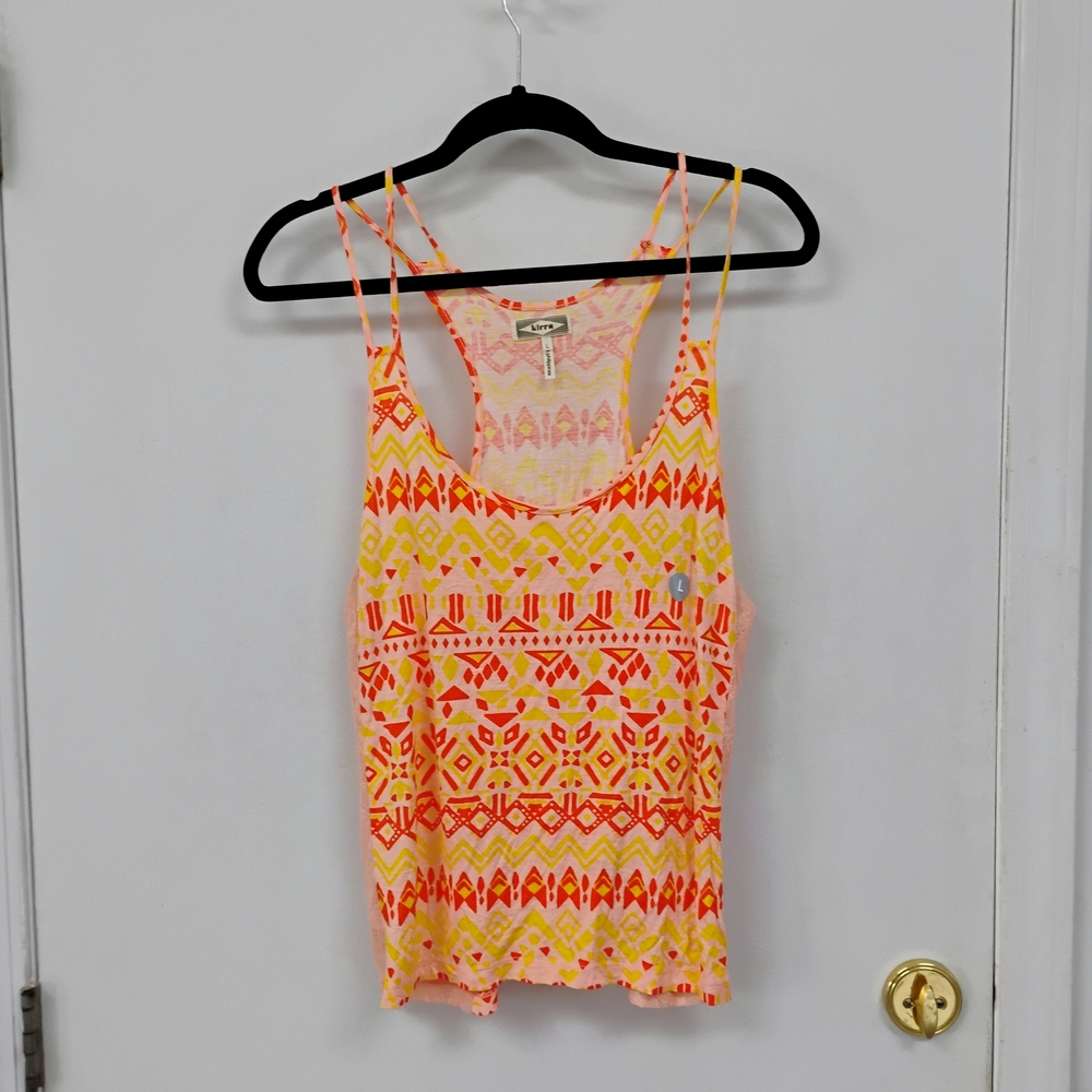 NWT Kirra for PacSun Pink Orange Yellow Tribal Print Lace Tank Top Large